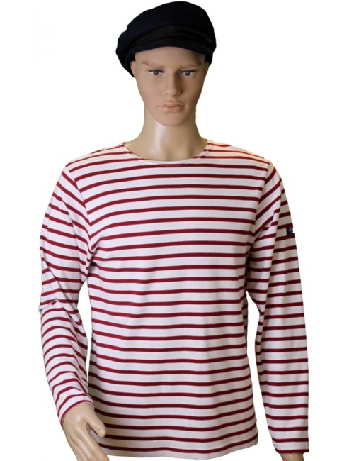 Marinière coton blanc/rouge traditionnel Brise-lames mannequin homme