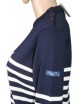 Pull Grand voile marine/écru 50% laine mérinos mannequin femme profil